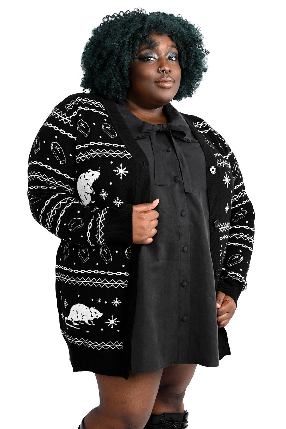 coffin pattern knitted rat sweater cardigan