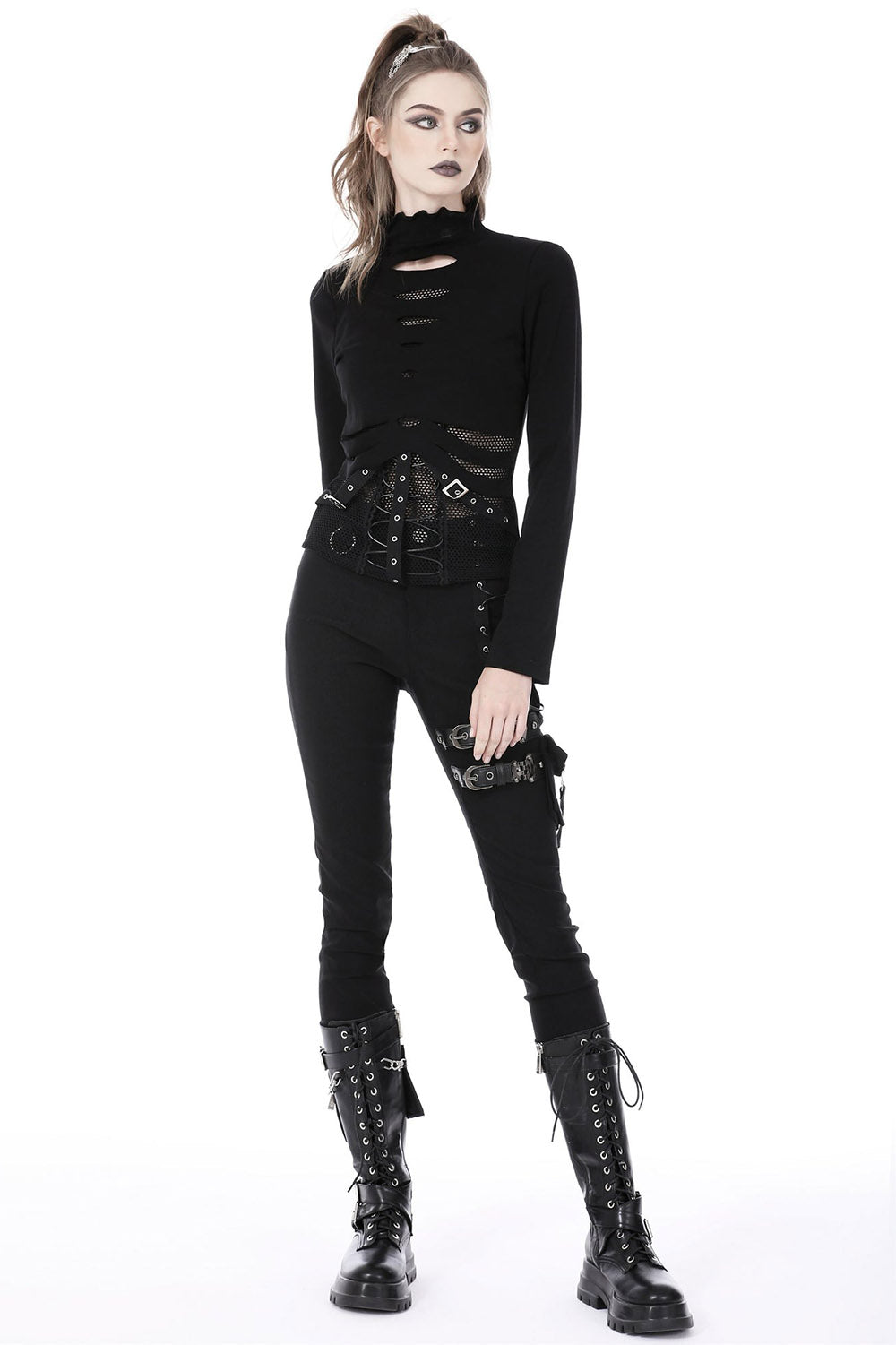 womens high collar gothic top