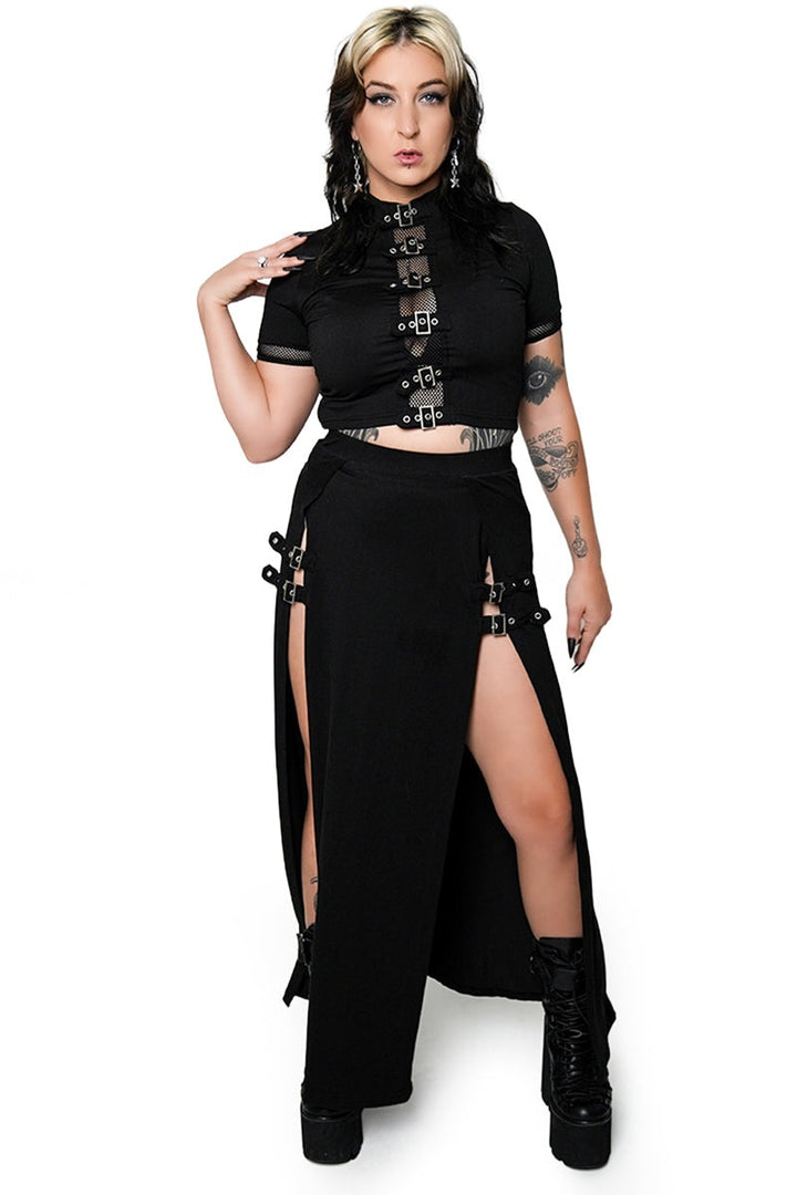 leg slit grunge skirt by forest ink
