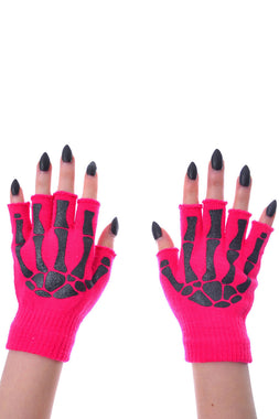 BGS Fingerless Skeleton Gloves [PINK]