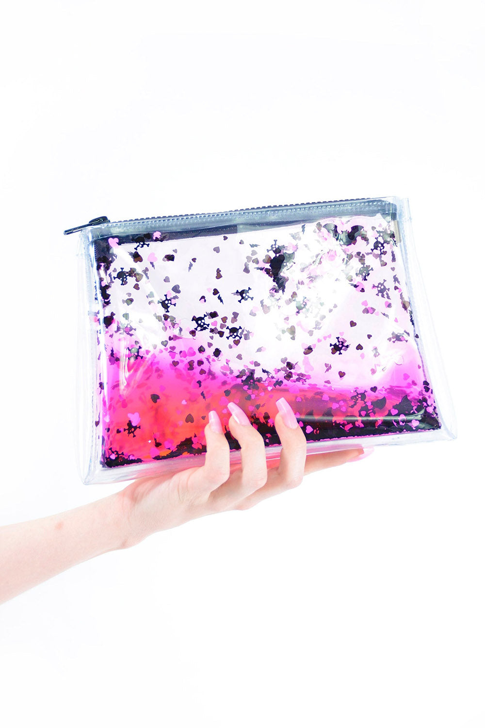 Bolsa de maquillaje con purpurina líquida [Nocturnal Hearts]