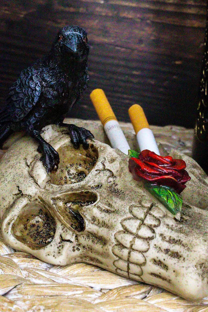 Raven on Skull Ashtray