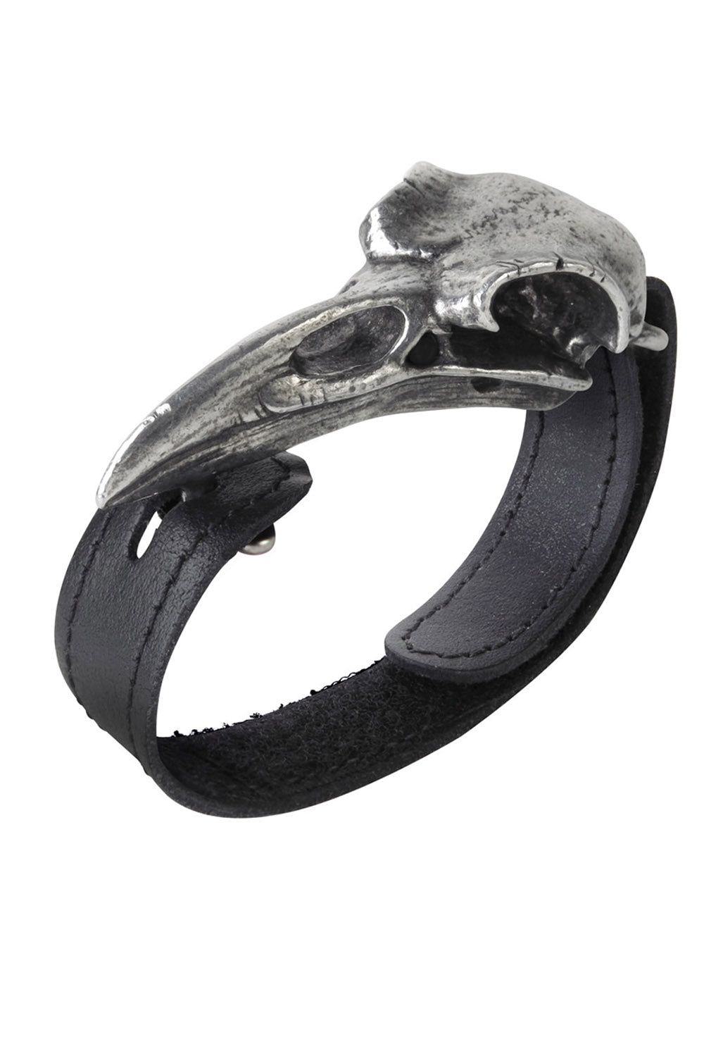mens gothic black genuine leather cuff bracelet