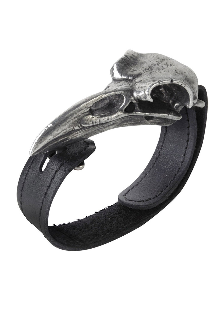 mens gothic black genuine leather cuff bracelet