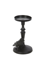 Resin pillar candle holder with raven