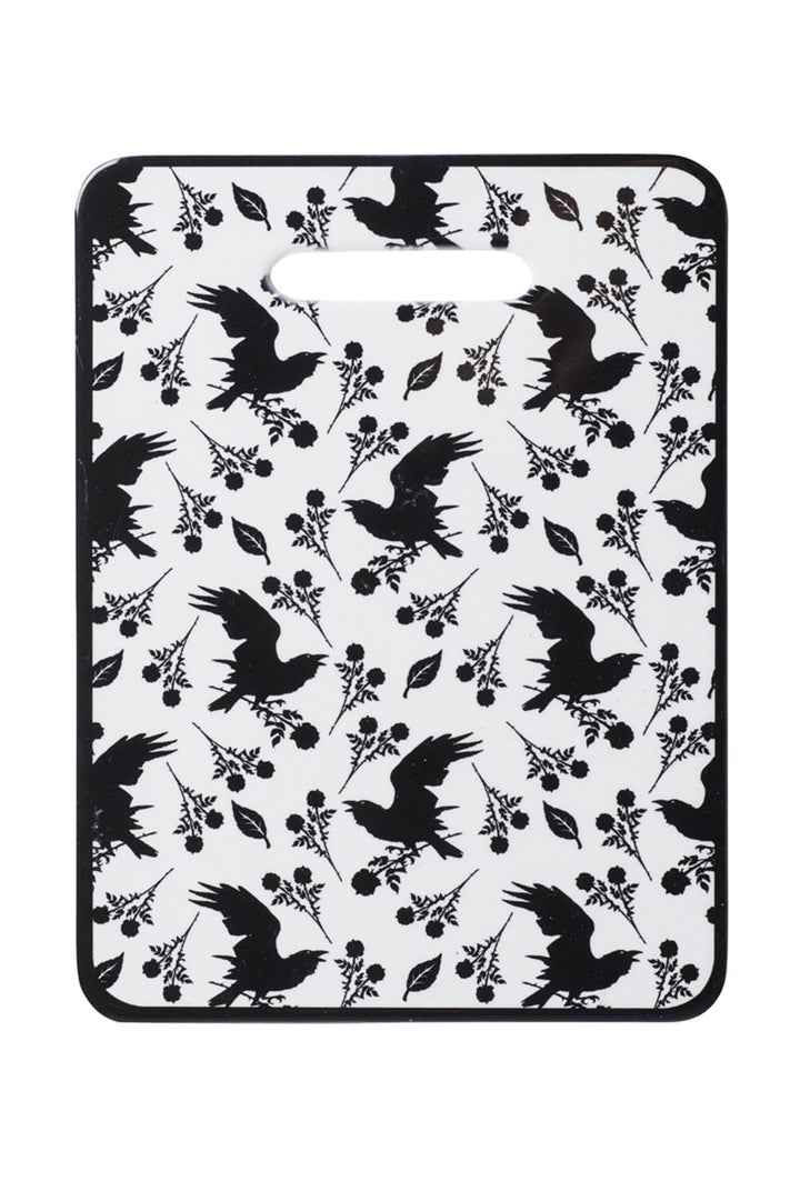 gothic raven chopping board 