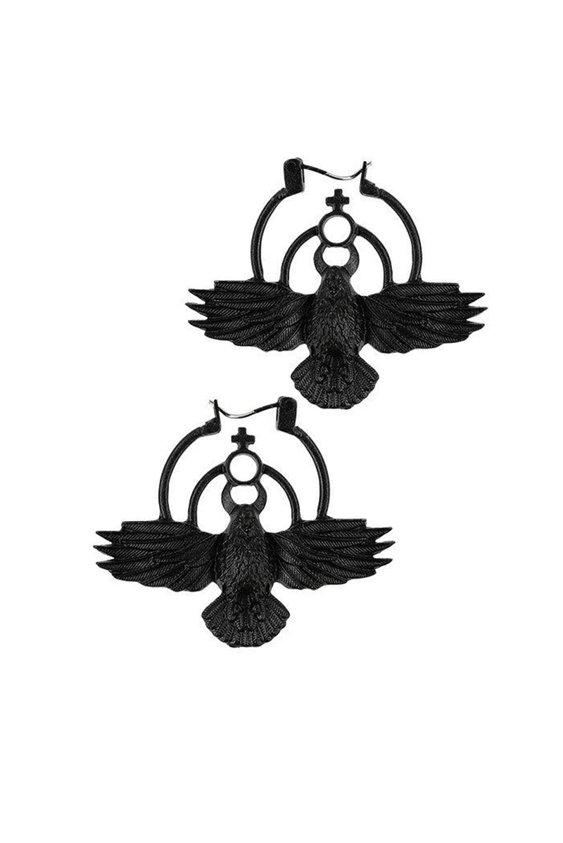 black raven earrings