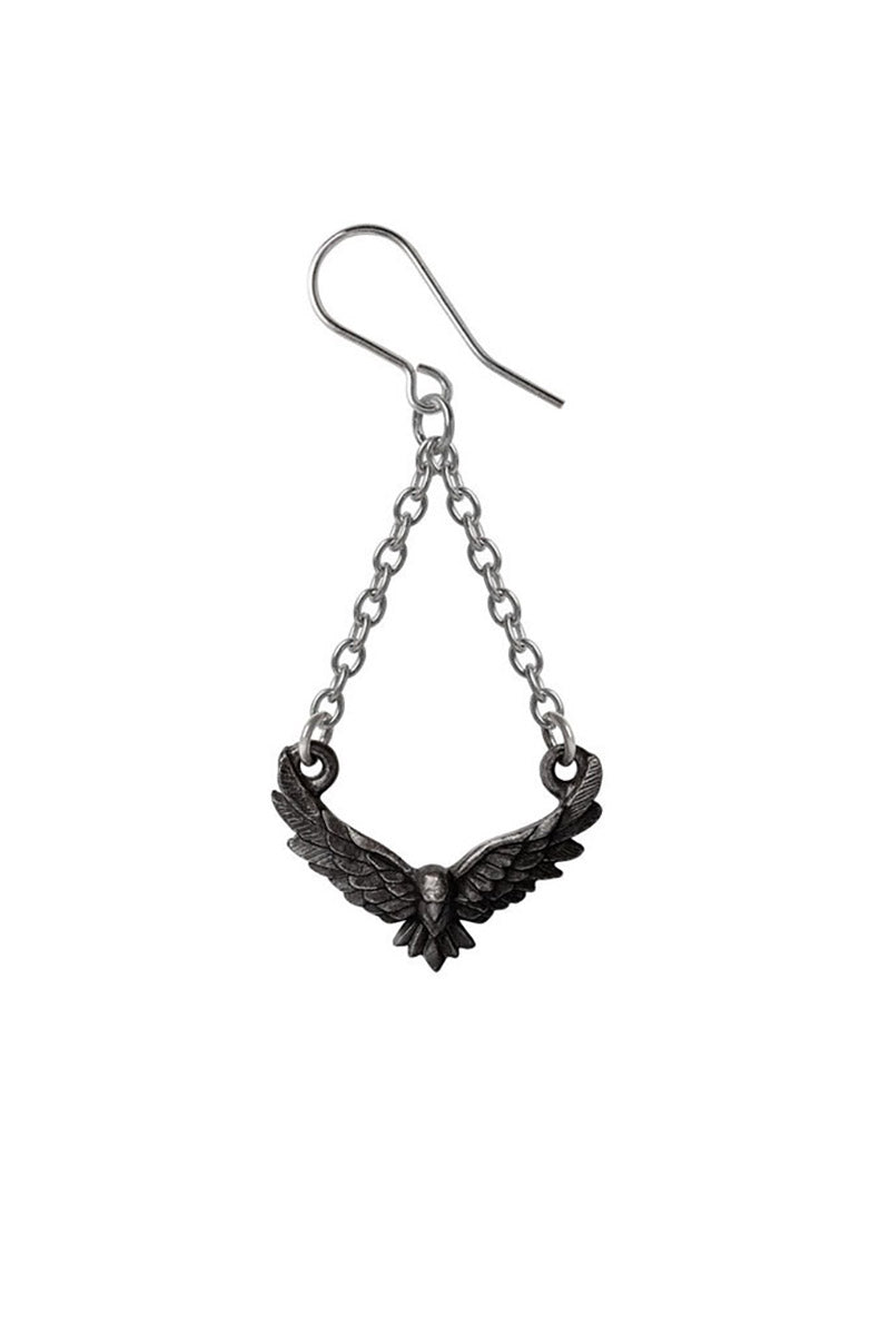 gothic black pewter crow earrings by alchemy england 