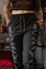 raven skull gothic jogger pajama pants