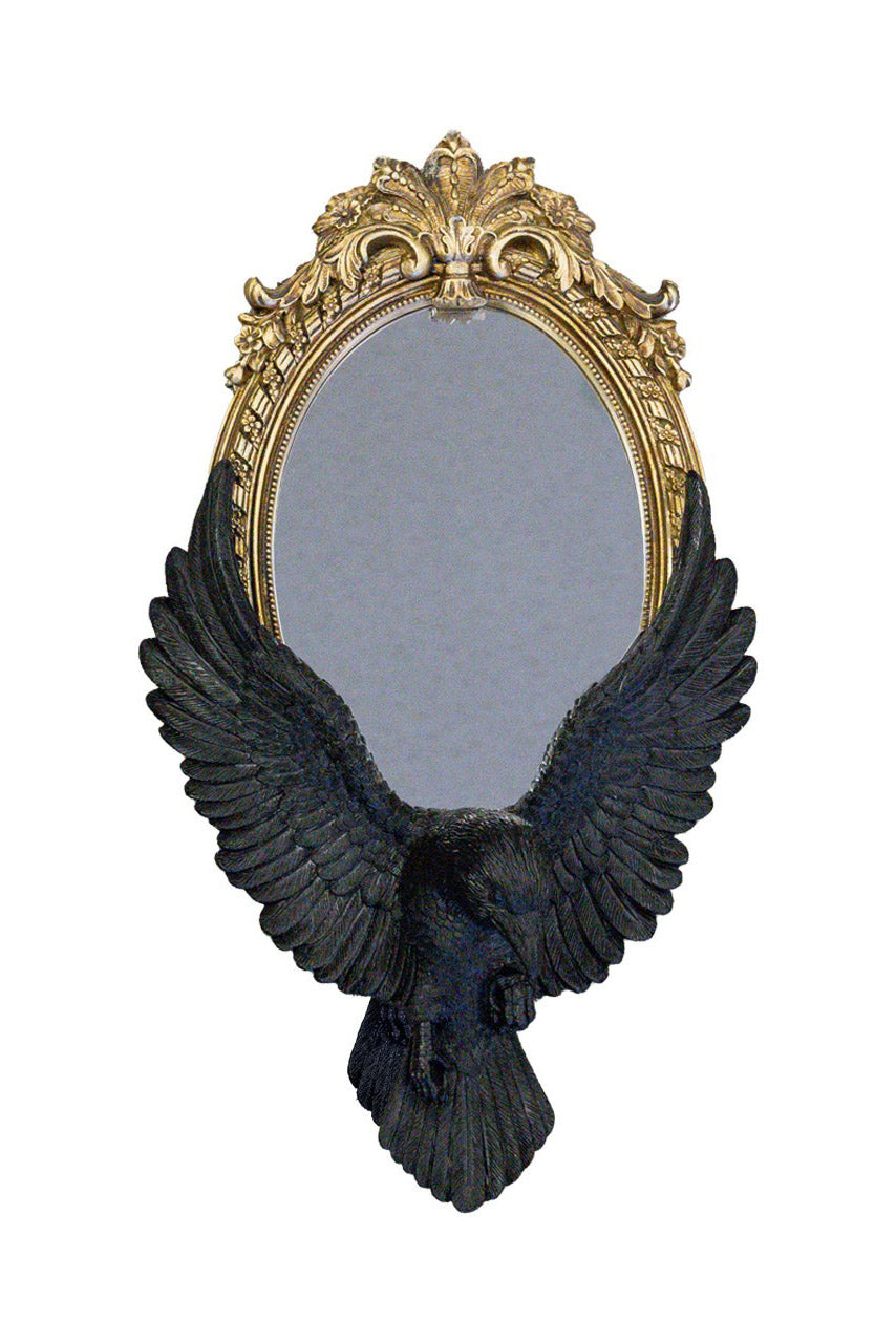 ornate gothic raven wall mounted mirror 