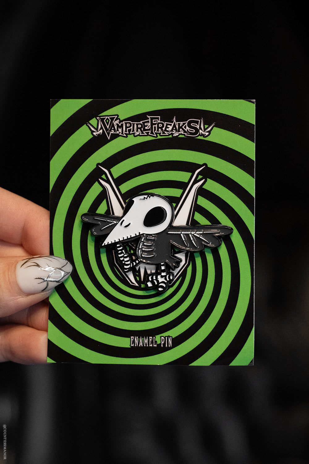 gothic enamel raven pin