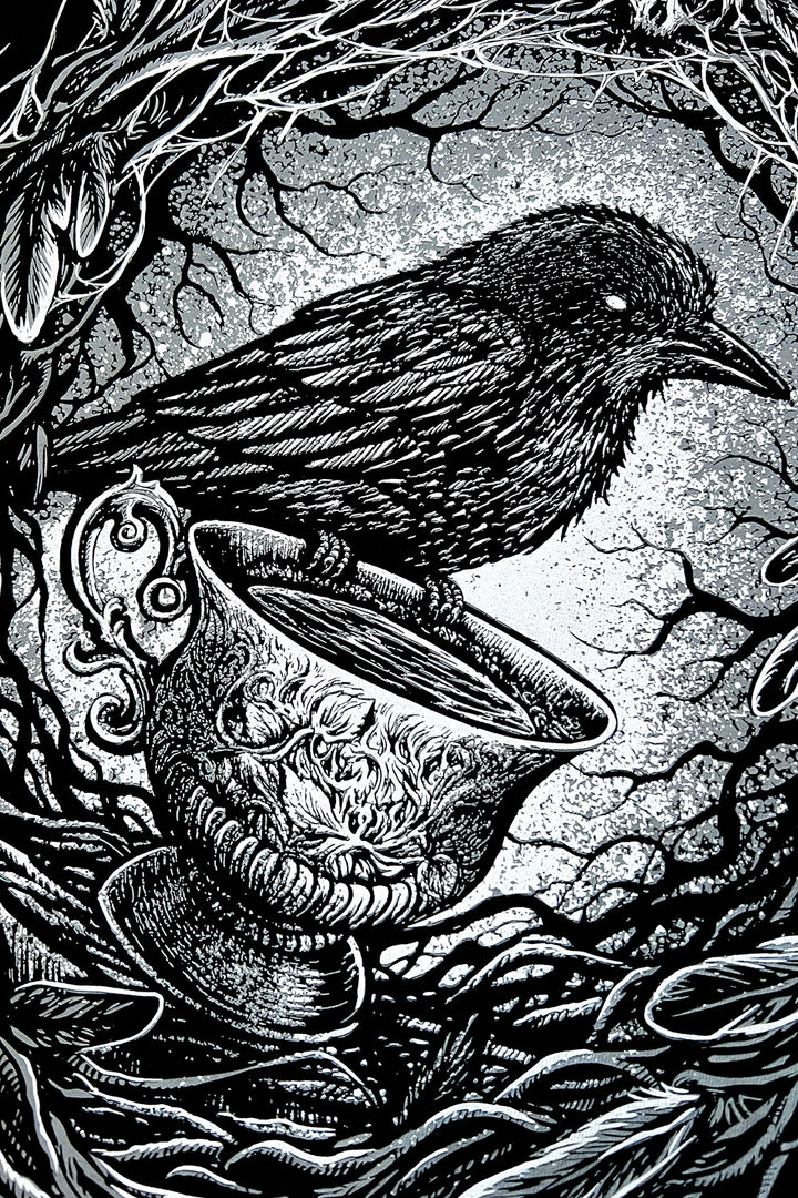 black and white gothic raven shirt top