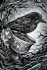 black cotton raven hoodie