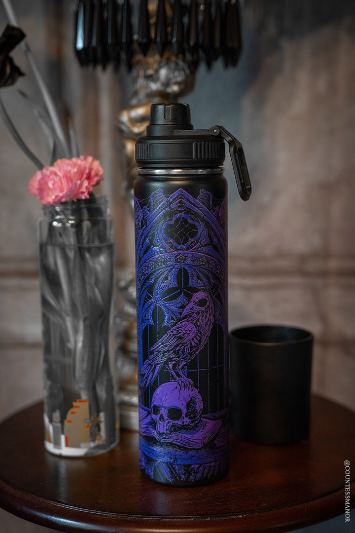 gothic raven water bottle stainless steel 