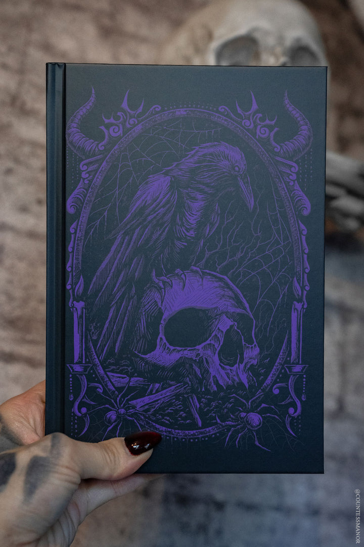 purple and black crow raven hardcover notebook