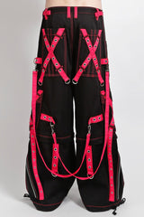 cybergoth mens tripp NYC hot pink and black pants with deep pockets