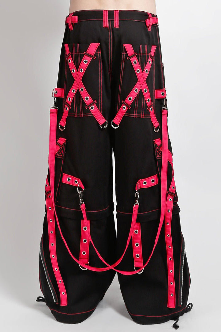 cybergoth mens tripp NYC hot pink and black pants with deep pockets