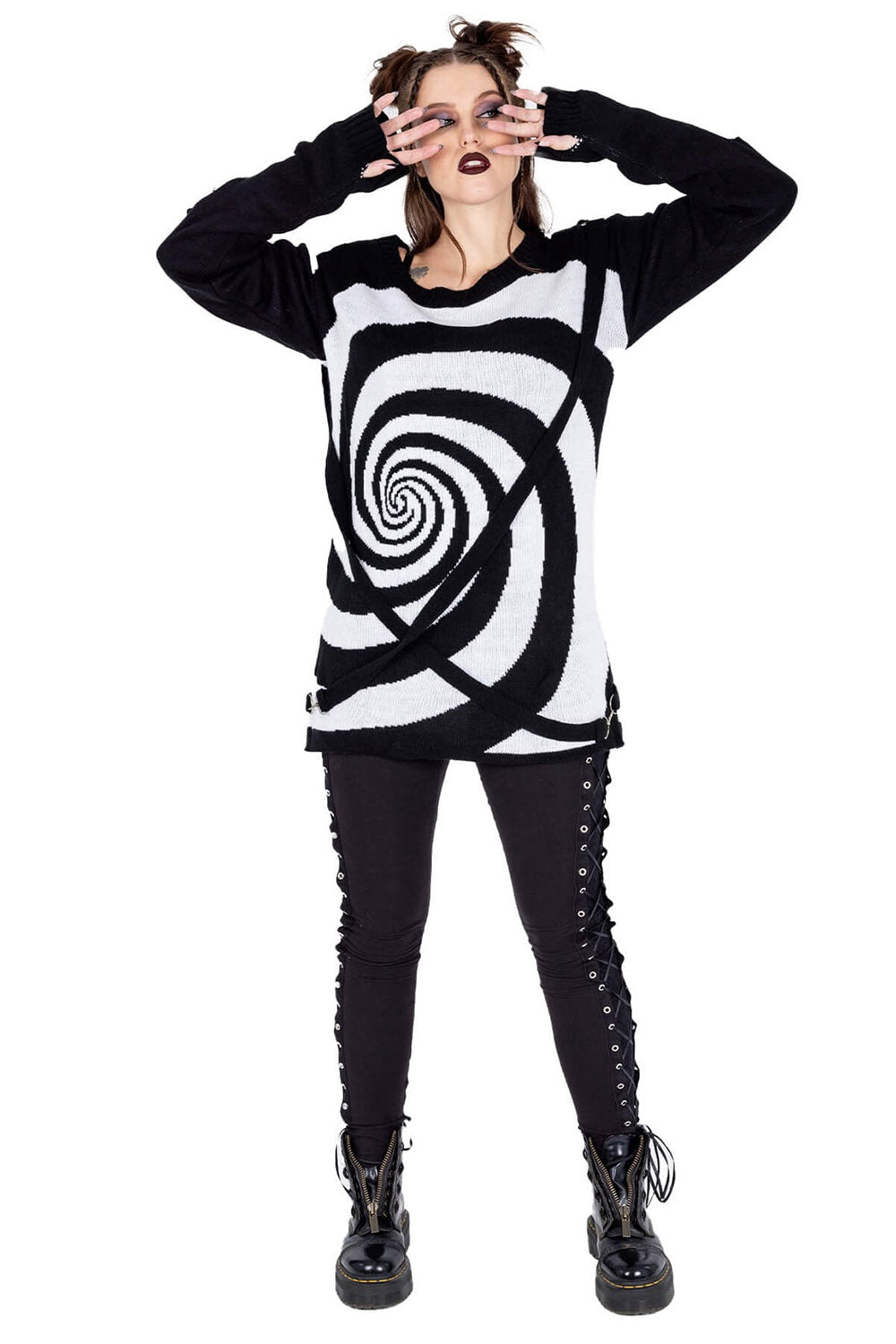 Unisex Spiral Jumper Sweater [Black/White] – VampireFreaks