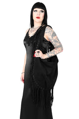 western goth large slouchy shoulder bag with fringe