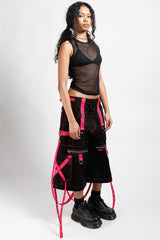 cyber goth rave long shorts with straps by tripp nyc