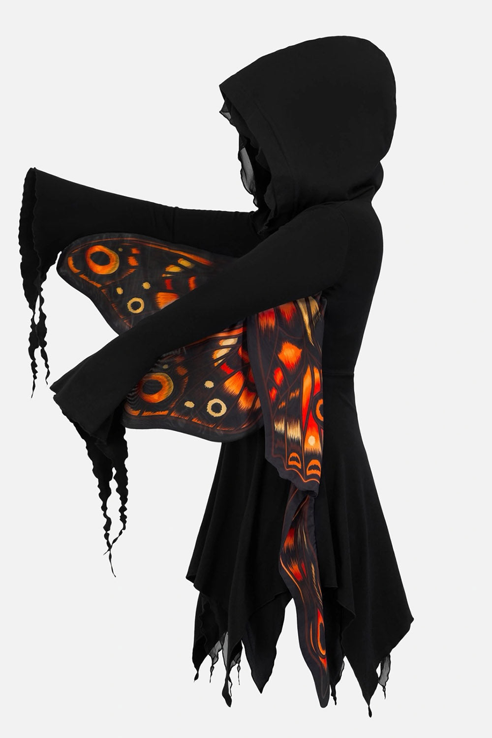 dark fantasy whimsigoth hoodie with attached moth wings by restyle