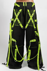 lime green and black cybergoth pants with straps