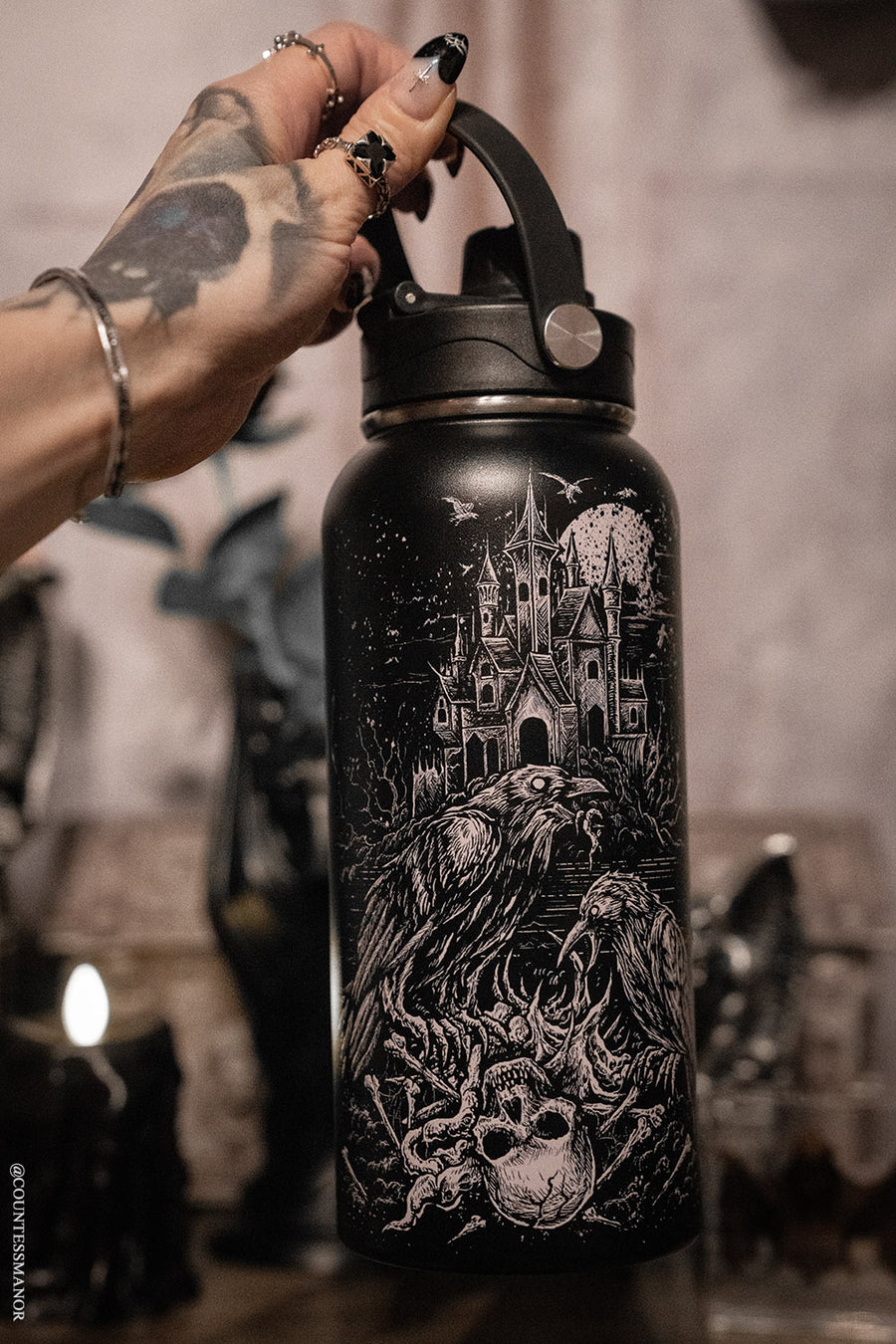 gothic castle water bottle