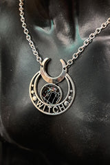 gothic witch moon phase and inverted crescent moon chain necklace by hell kitten RVA