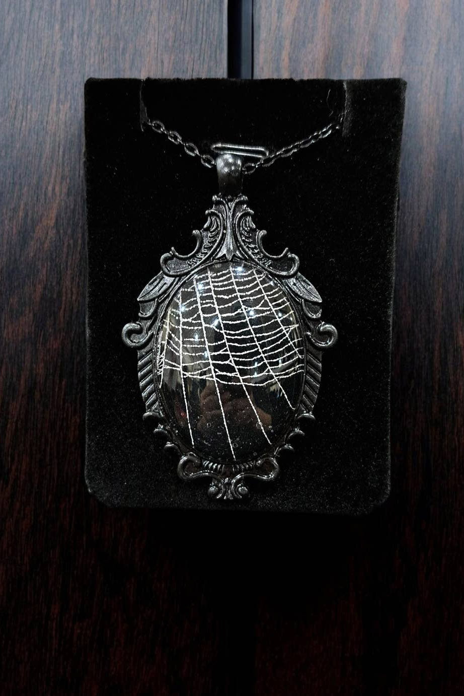 gothic real spiderweb necklace