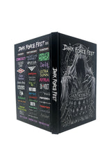 dark force fest notebook with band lineup on the back