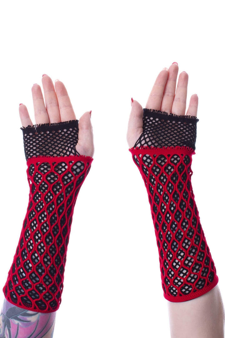 emo gothic fishnet stretchy gloves