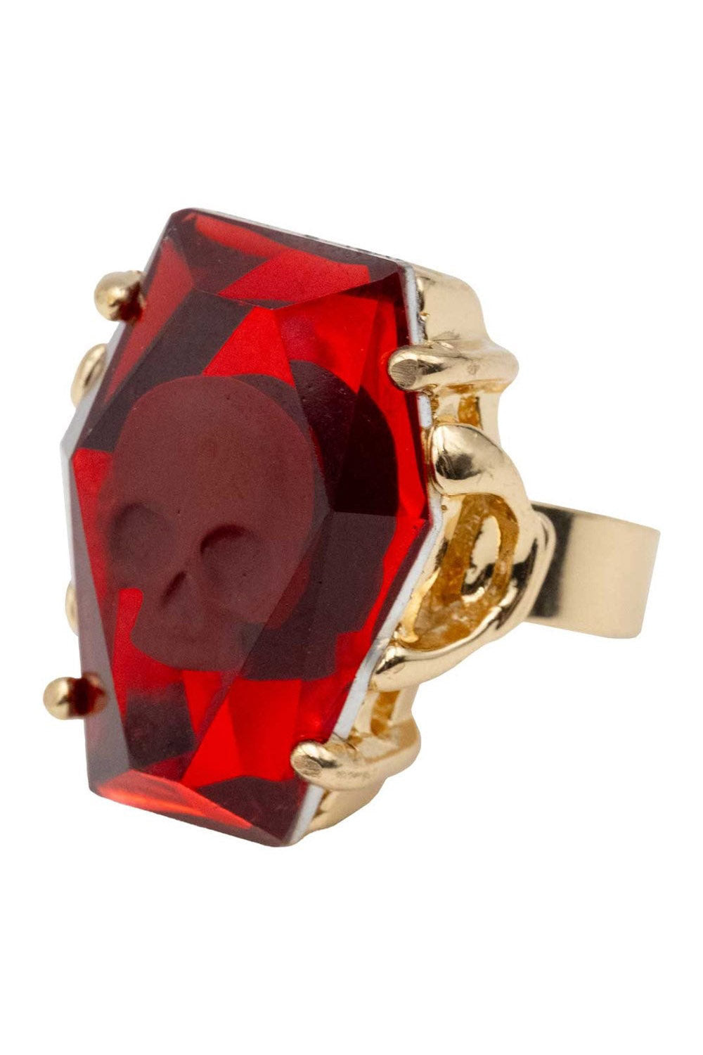 red skull coffin-shaped ring 
