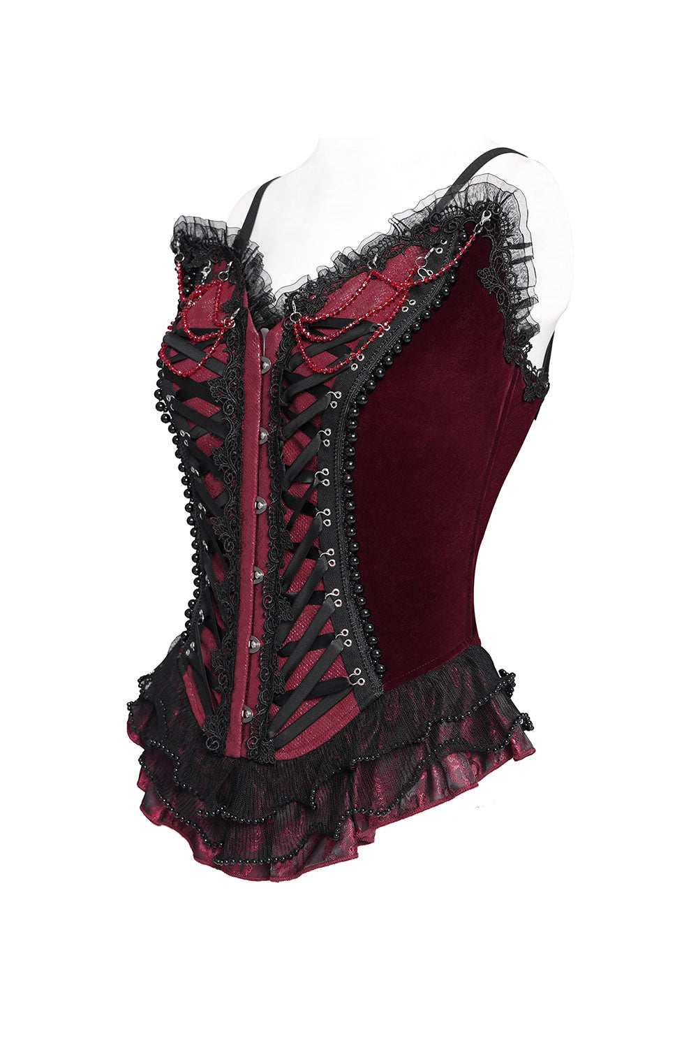 beaded romantic goth lace-up top