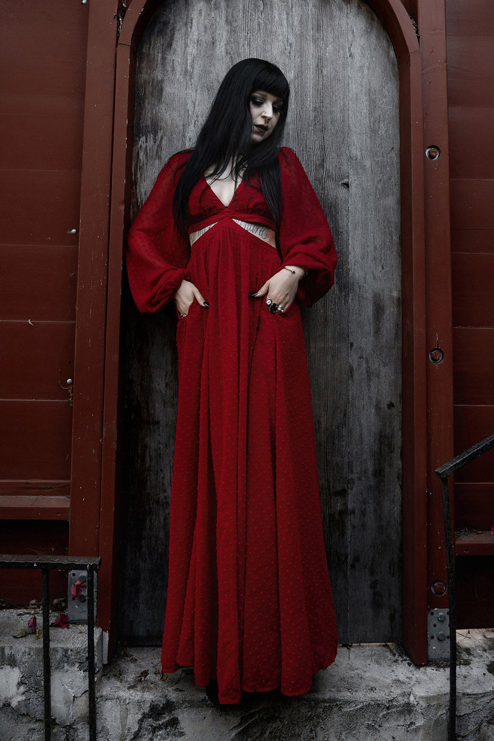 dark red dress