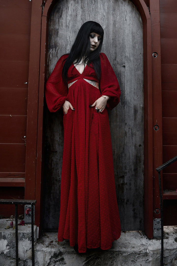 dark red dress