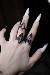 elegant stainless steel rings with red stone