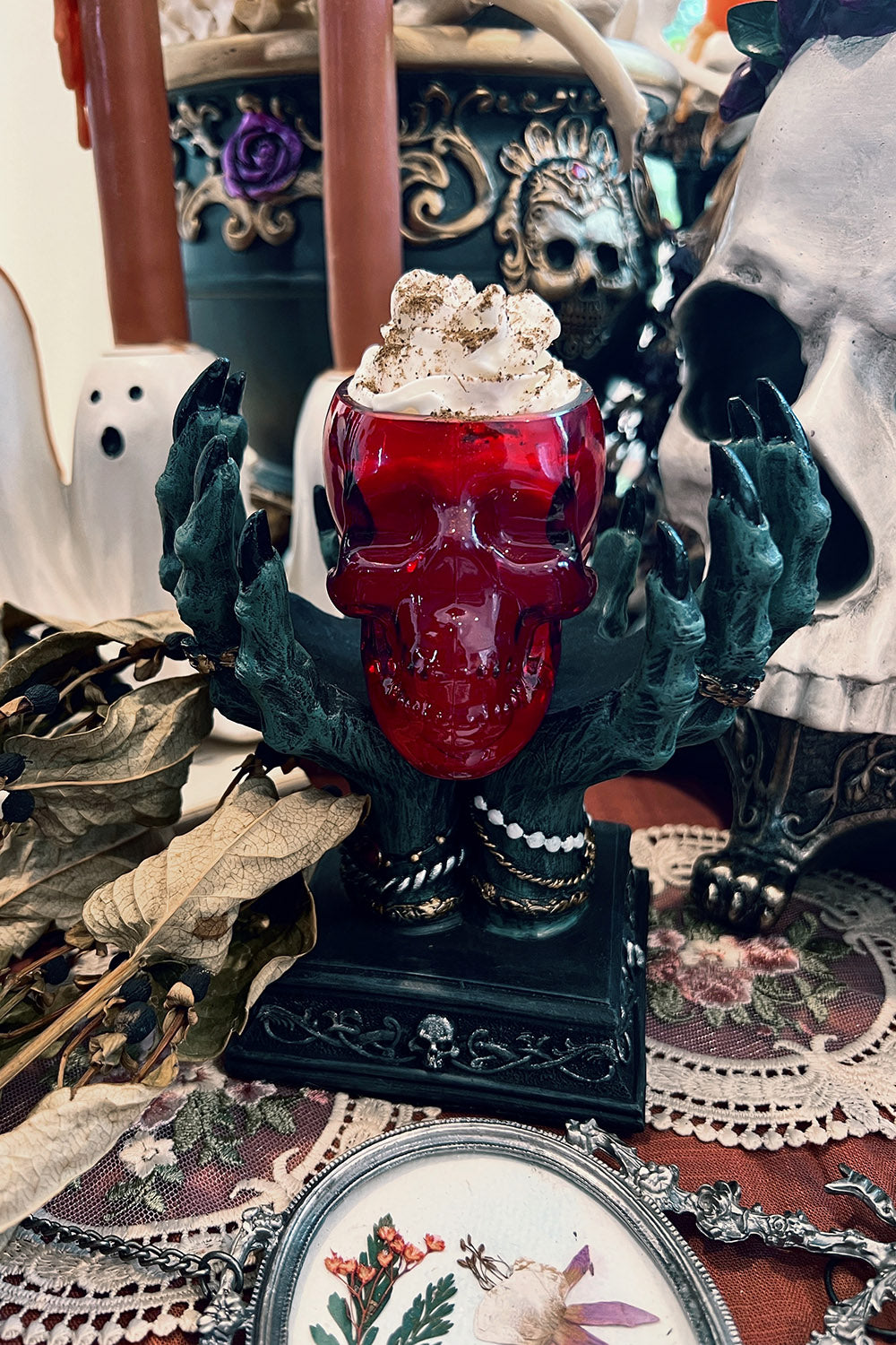 gothic skull shaped shot glass