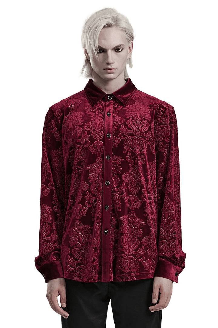 mens red damask shirt