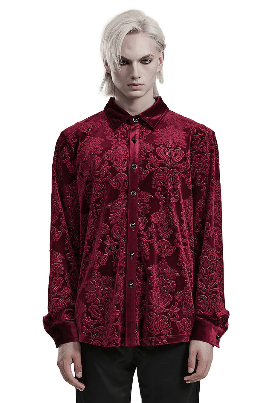 mens red damask shirt