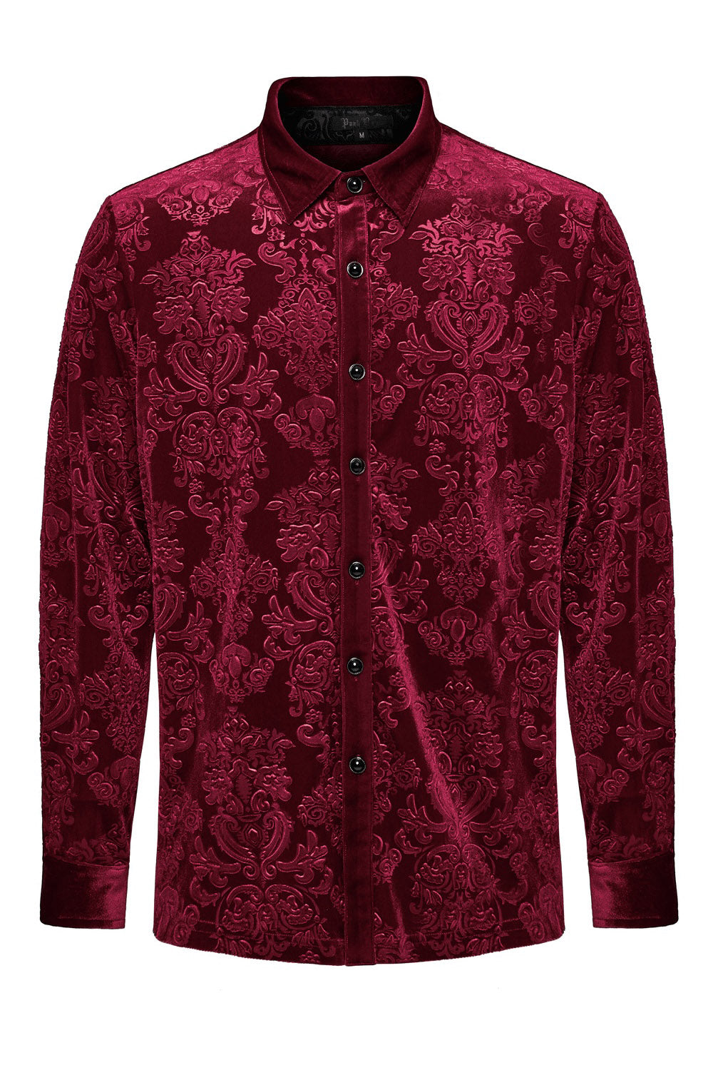 Jacquard long sleeve button Down mens red damask shirt