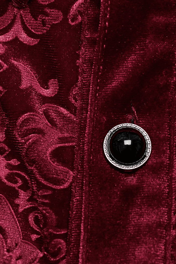 dark romantic long sleeve button Down mens red damask shirt
