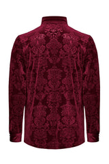 vampire long sleeve button Down mens red damask shirt