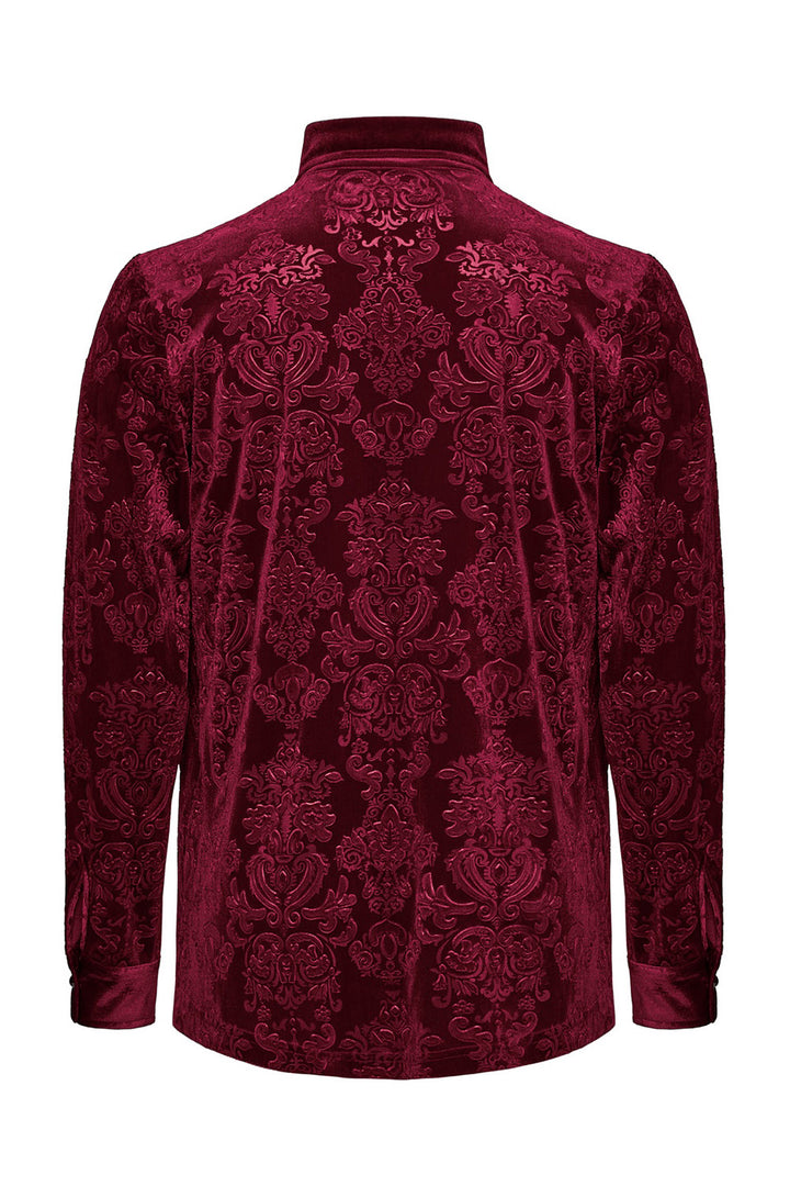 vampire long sleeve button Down mens red damask shirt