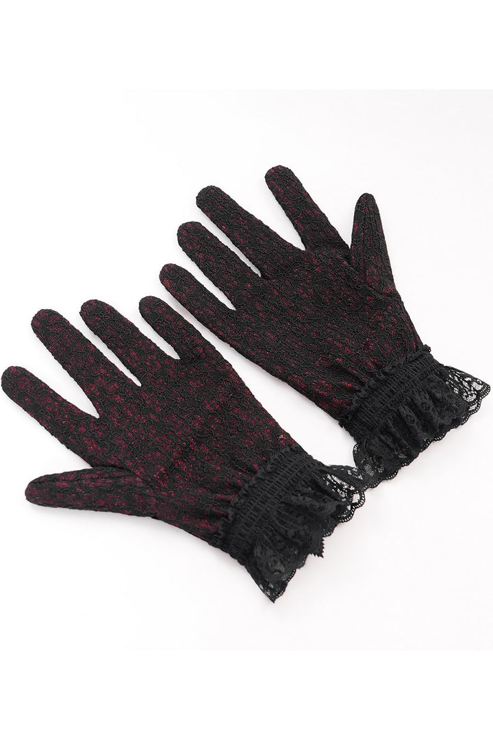 vampire goth gloves with lace cuffs