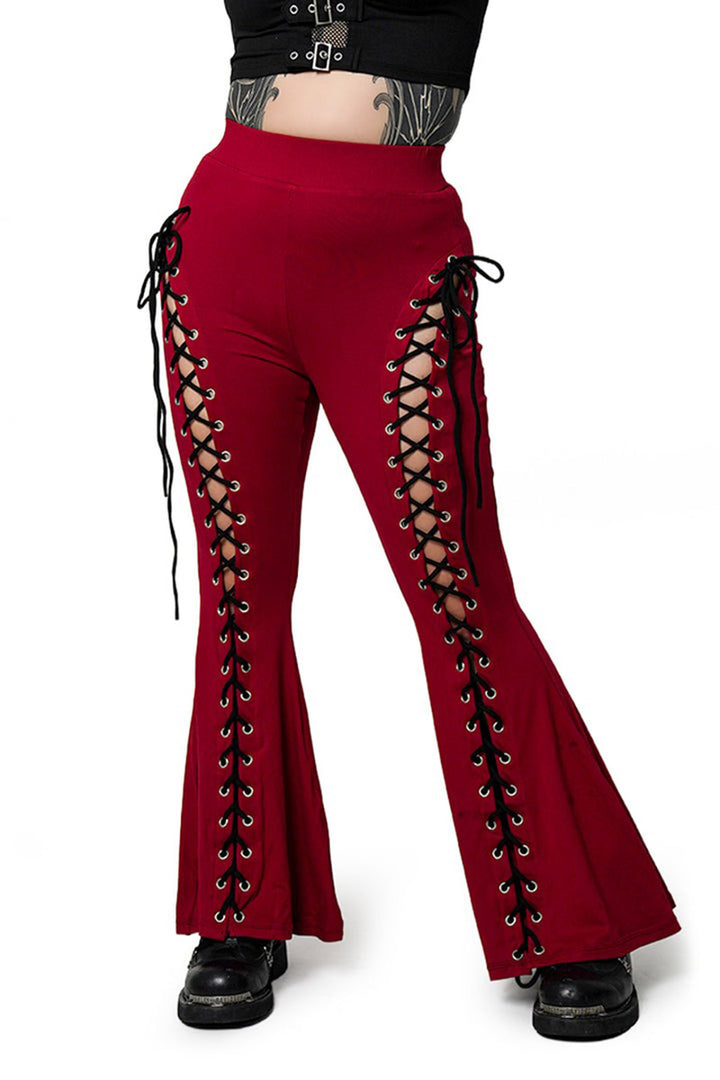flared lace-up corset leggings
