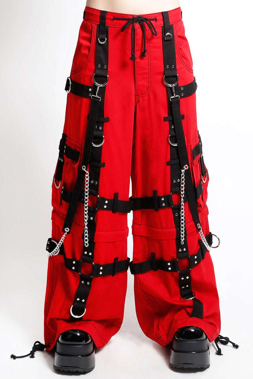 cyber goth red pants with studs