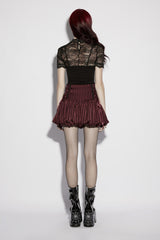 striped goth embroidered lace-up bloomer shorts