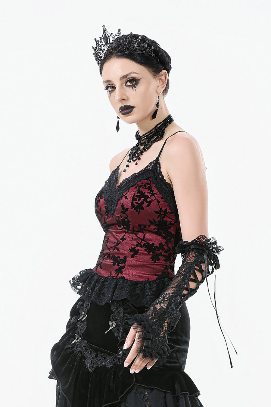 womens black and red lolita sweetheart tank top