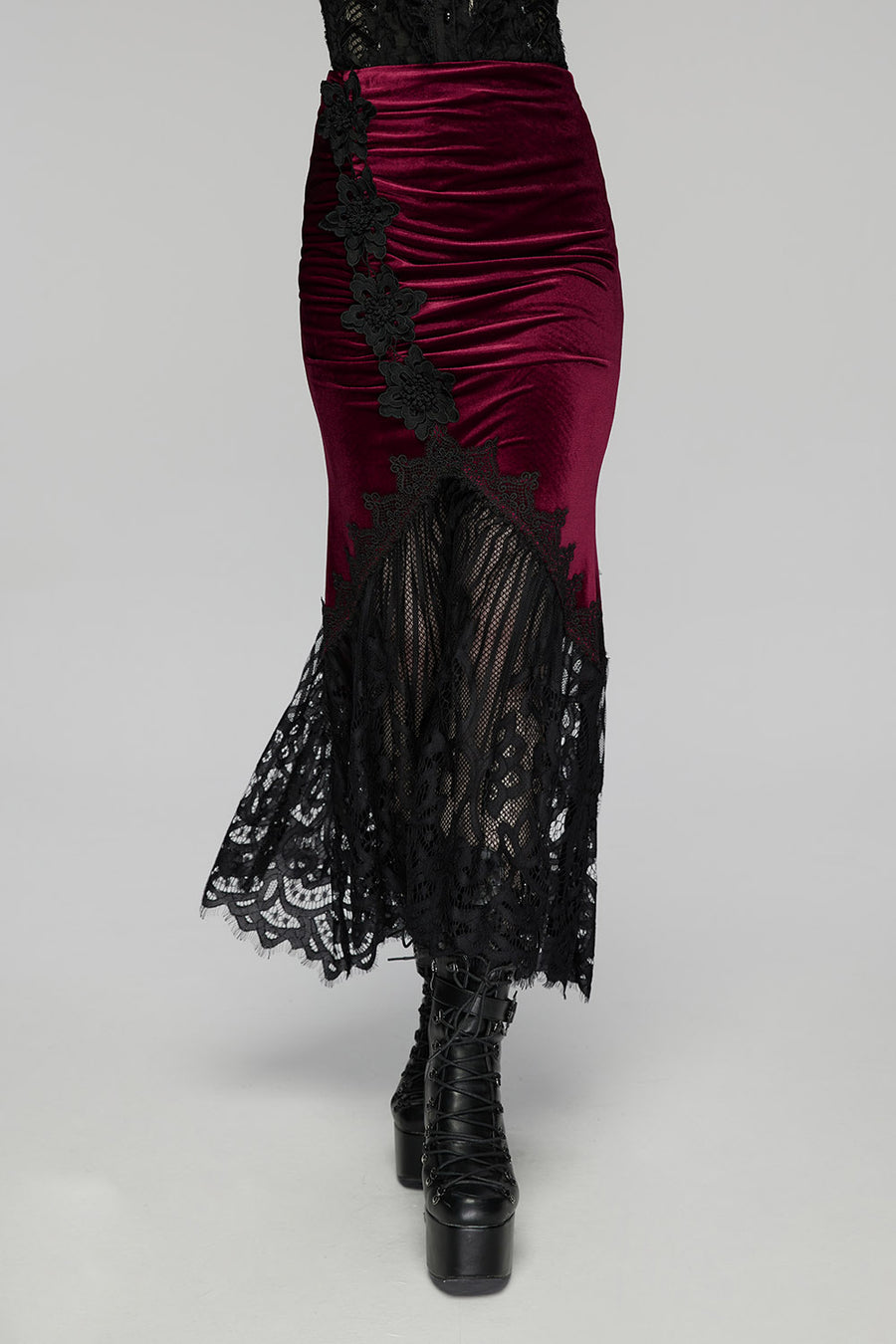 dark red velvet skirt