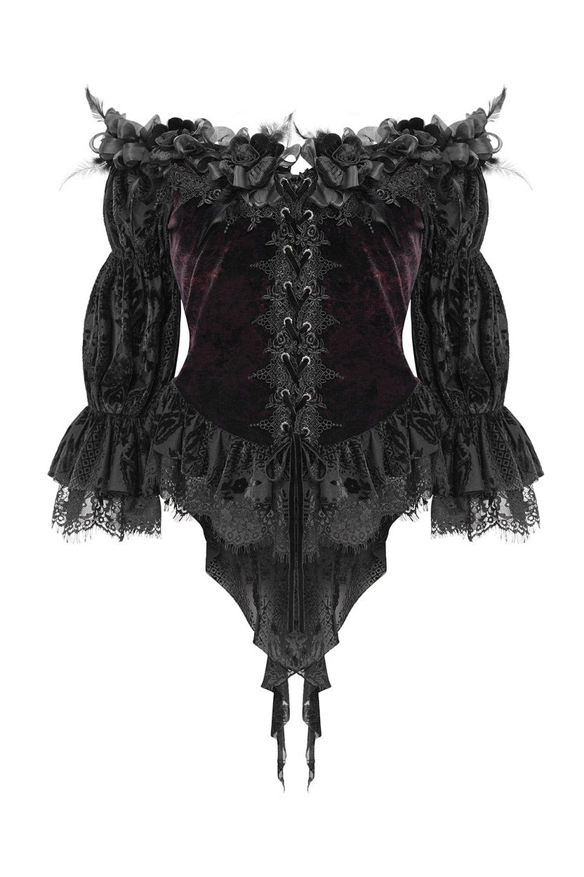 trad goth lace-up corset blouse